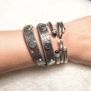 Tory Burch Metallic Leather Wrap Bracelet